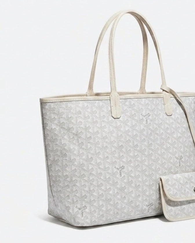 Chevron Print Structured Tote Bag
