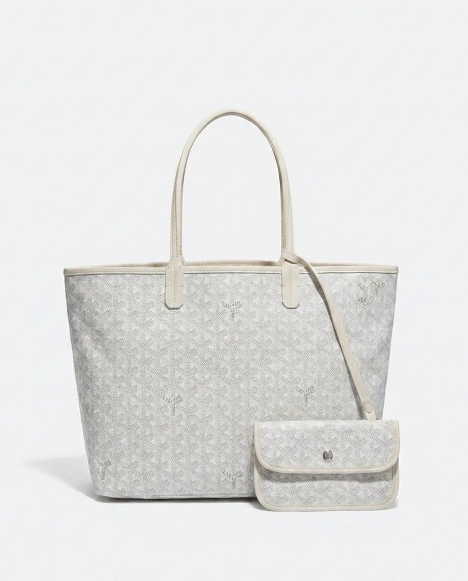 Chevron Print Structured Tote Bag