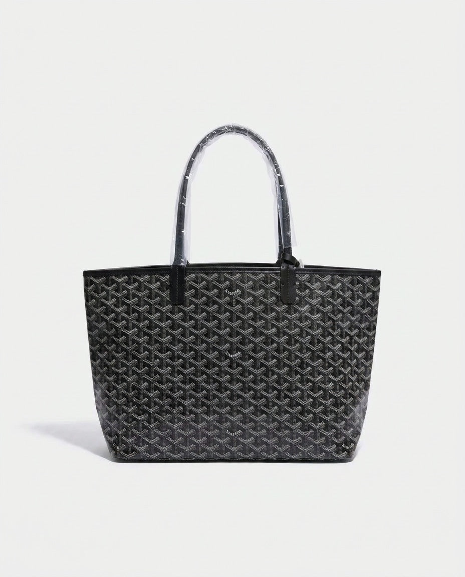 Chevron Print Structured Tote Bag