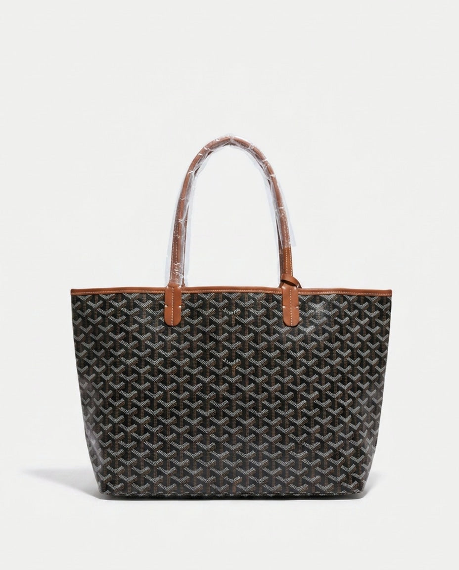 Chevron Print Structured Tote Bag
