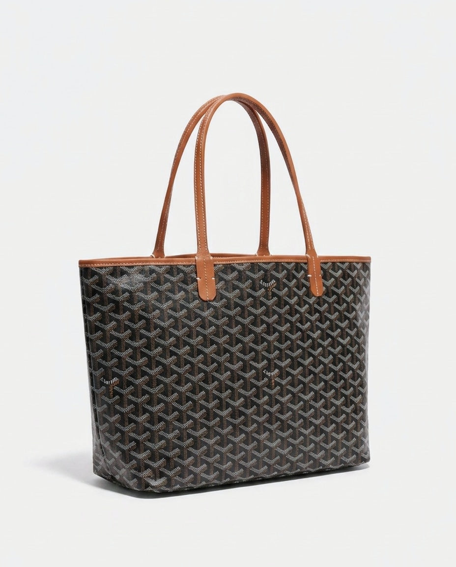 Chevron Print Structured Tote Bag