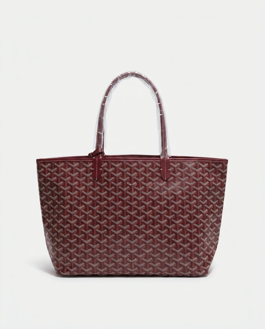 Chevron Print Structured Tote Bag