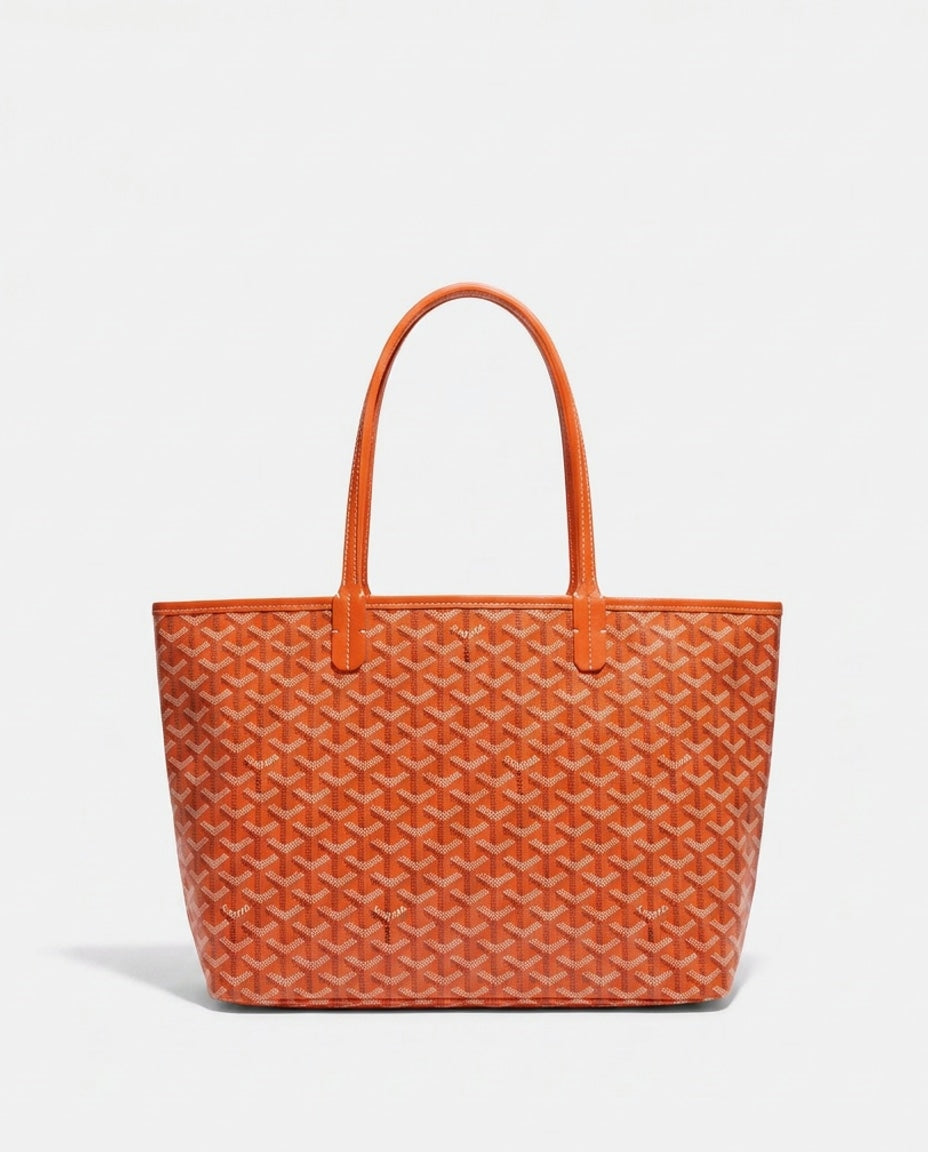 Chevron Print Structured Tote Bag