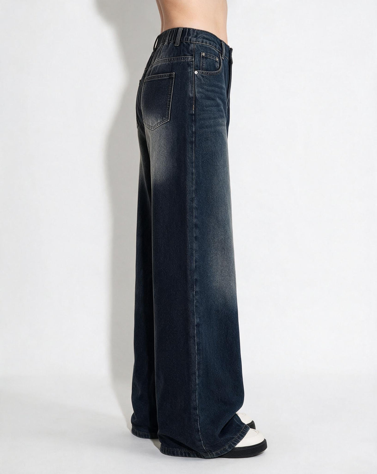 Faded High-Rise Wide-Leg Jeans