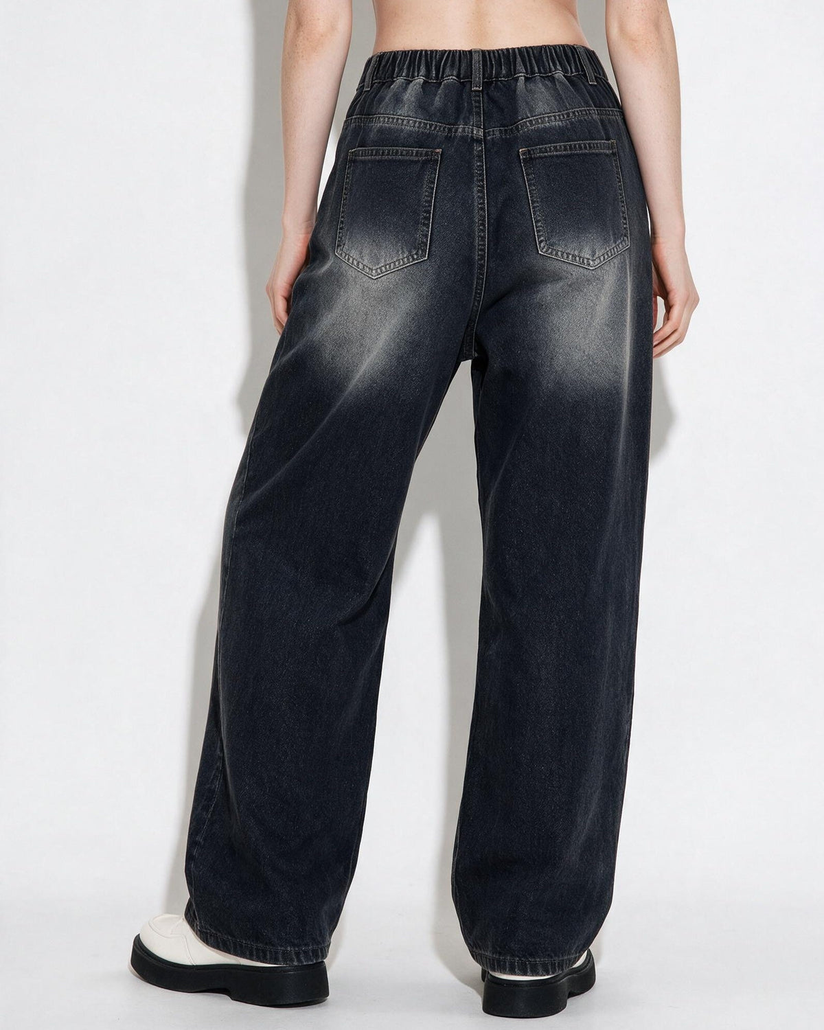 Faded High-Rise Wide-Leg Jeans