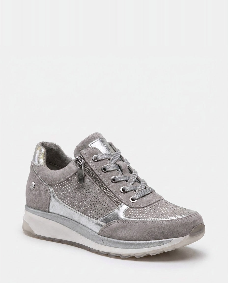 Metallic Snake-Print Chunky-Sole Trainers