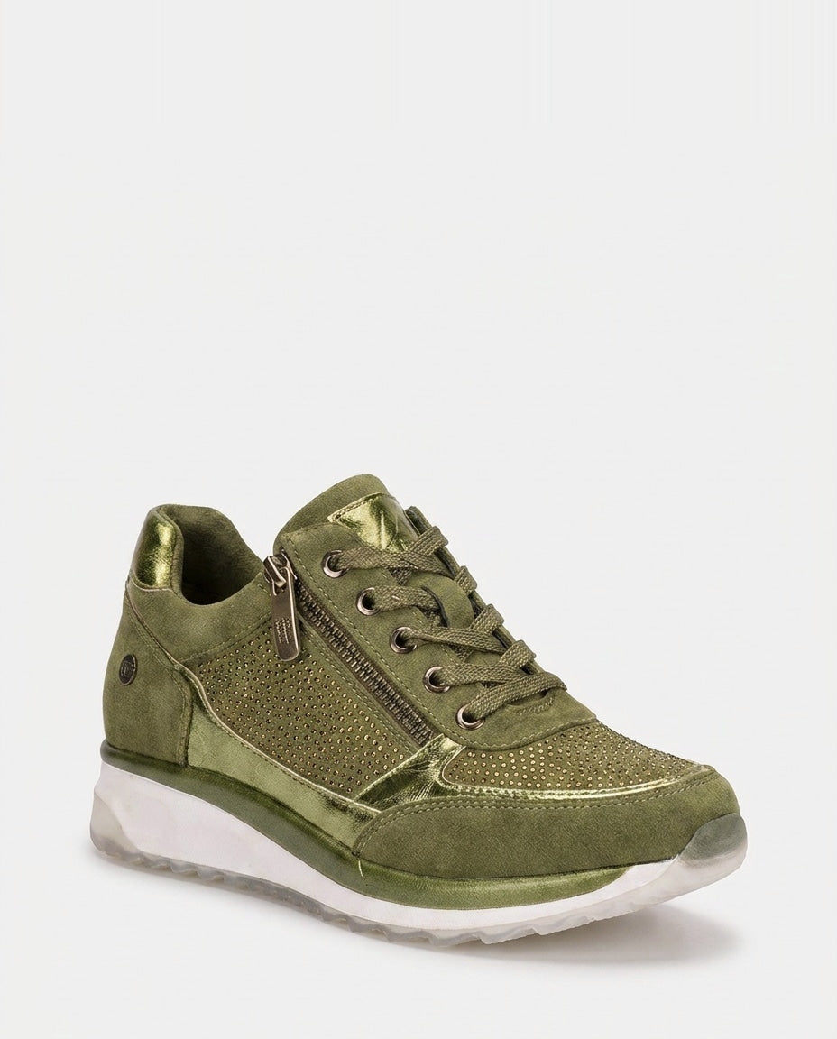 Metallic Snake-Print Chunky-Sole Trainers