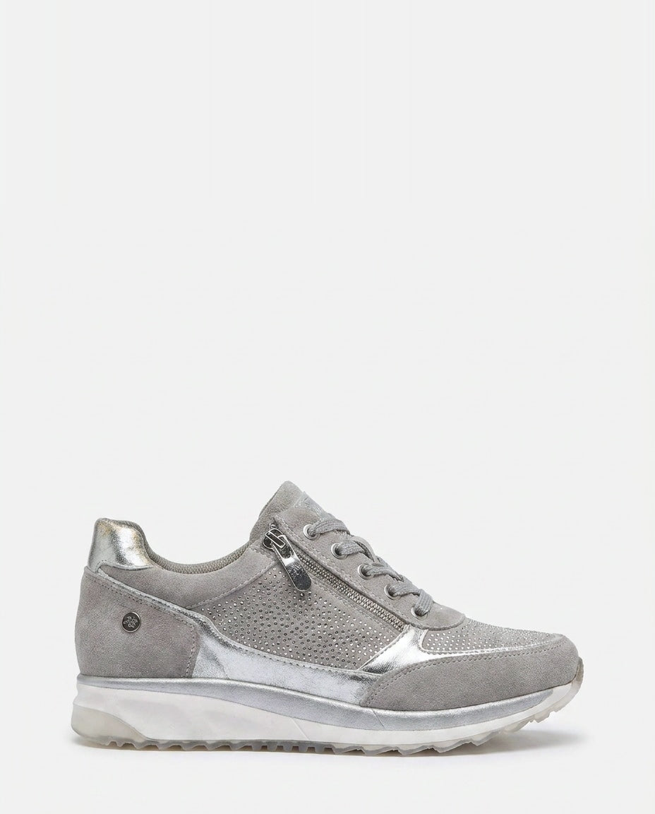 Metallic Snake-Print Chunky-Sole Trainers