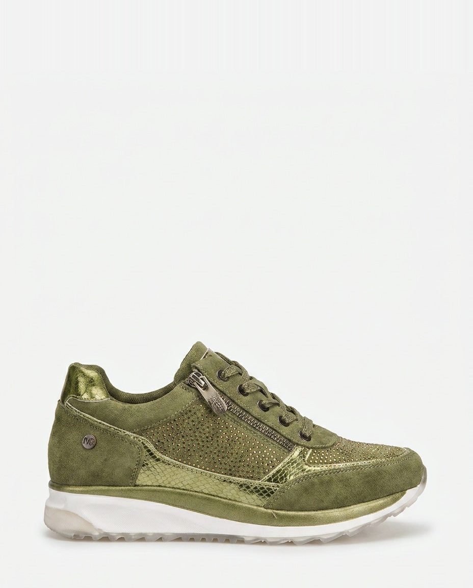 Metallic Snake-Print Chunky-Sole Trainers