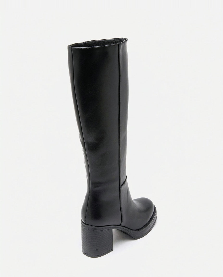 Round Toe Block Heel Knee-High Boots