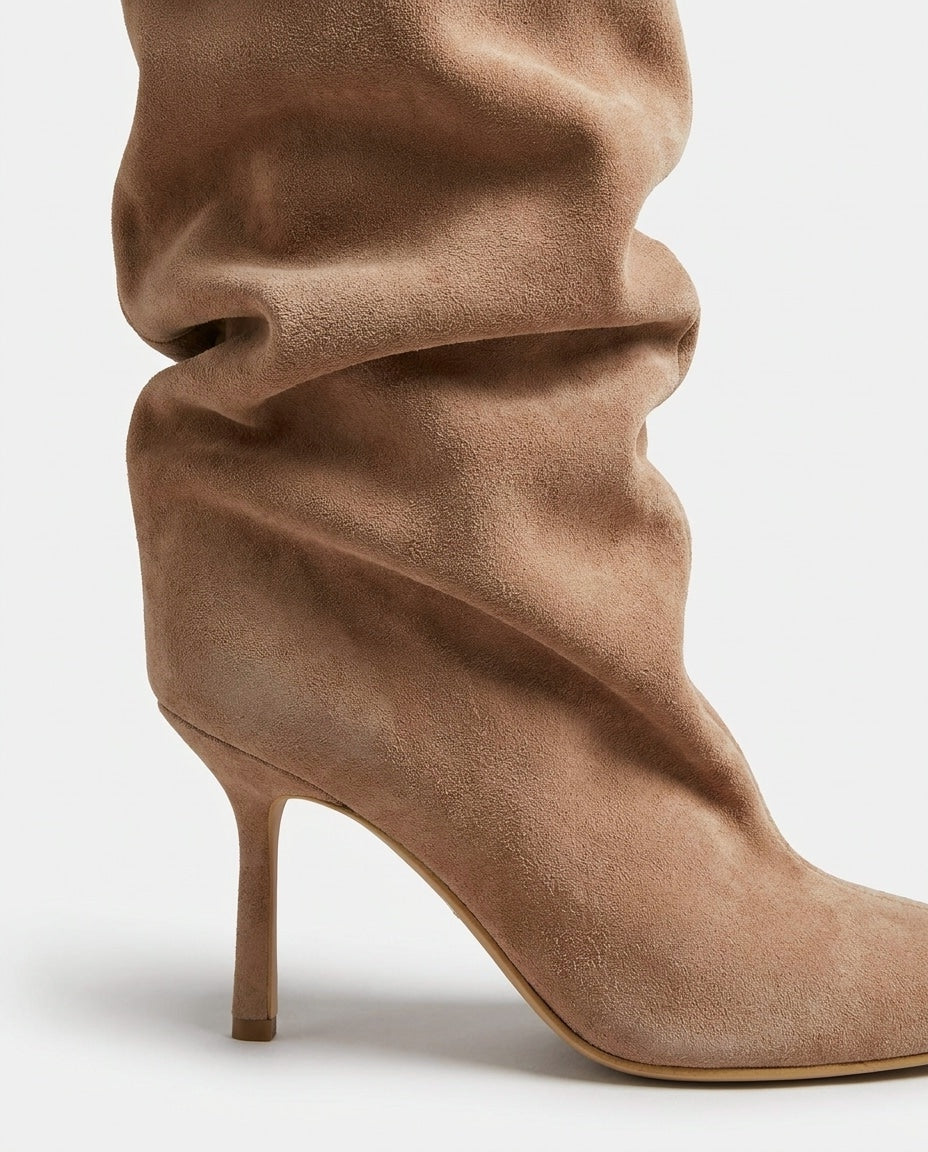 Slouchy Suede Stiletto Knee-High Boots