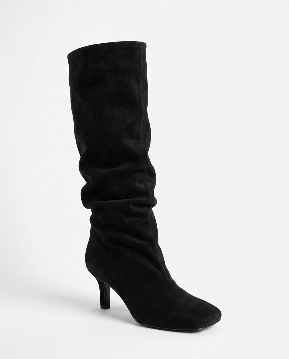 Slouchy Suede Stiletto Knee-High Boots