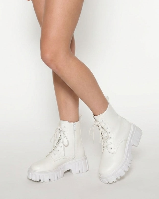 Chunky Platform Lace-Up Ankle Boots