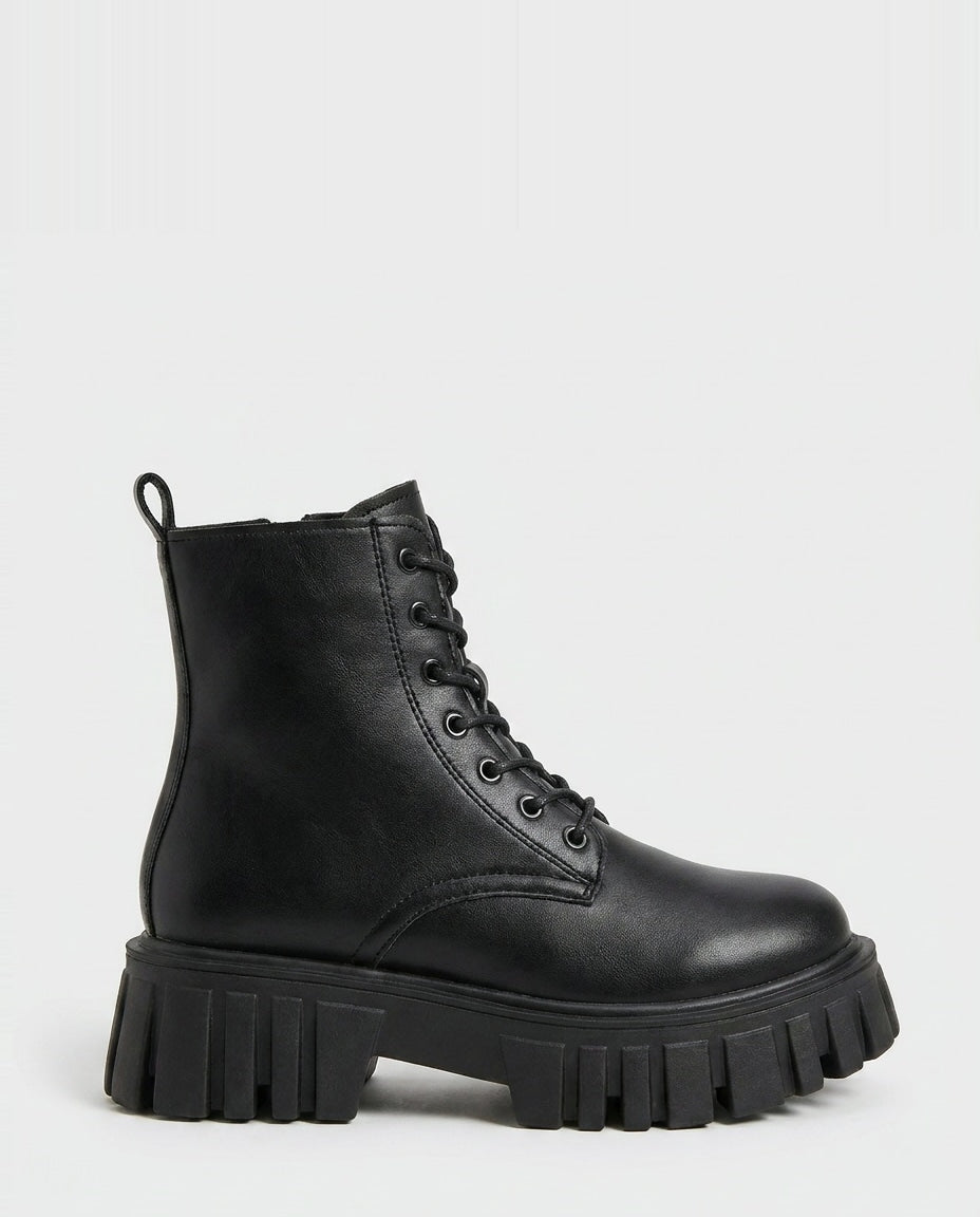 Chunky Platform Lace-Up Ankle Boots