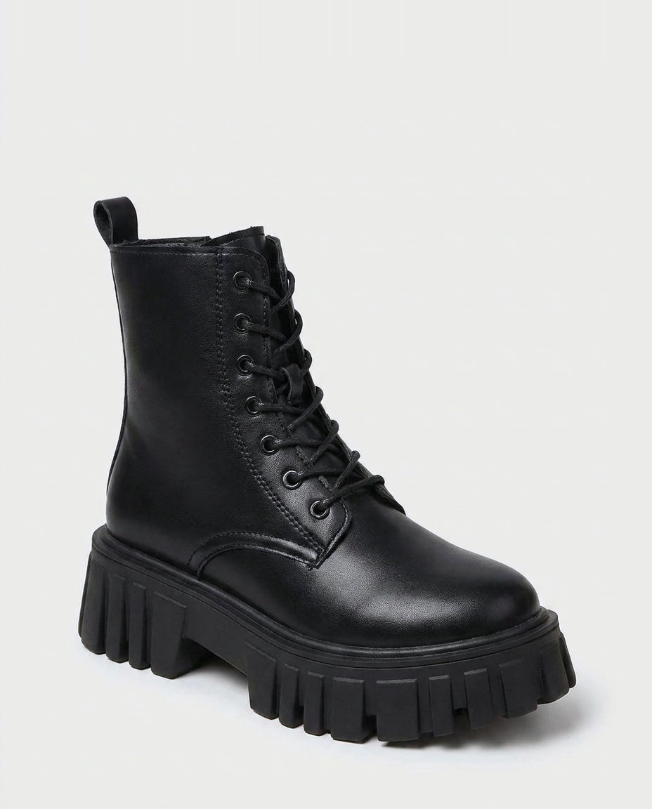Chunky Platform Lace-Up Ankle Boots