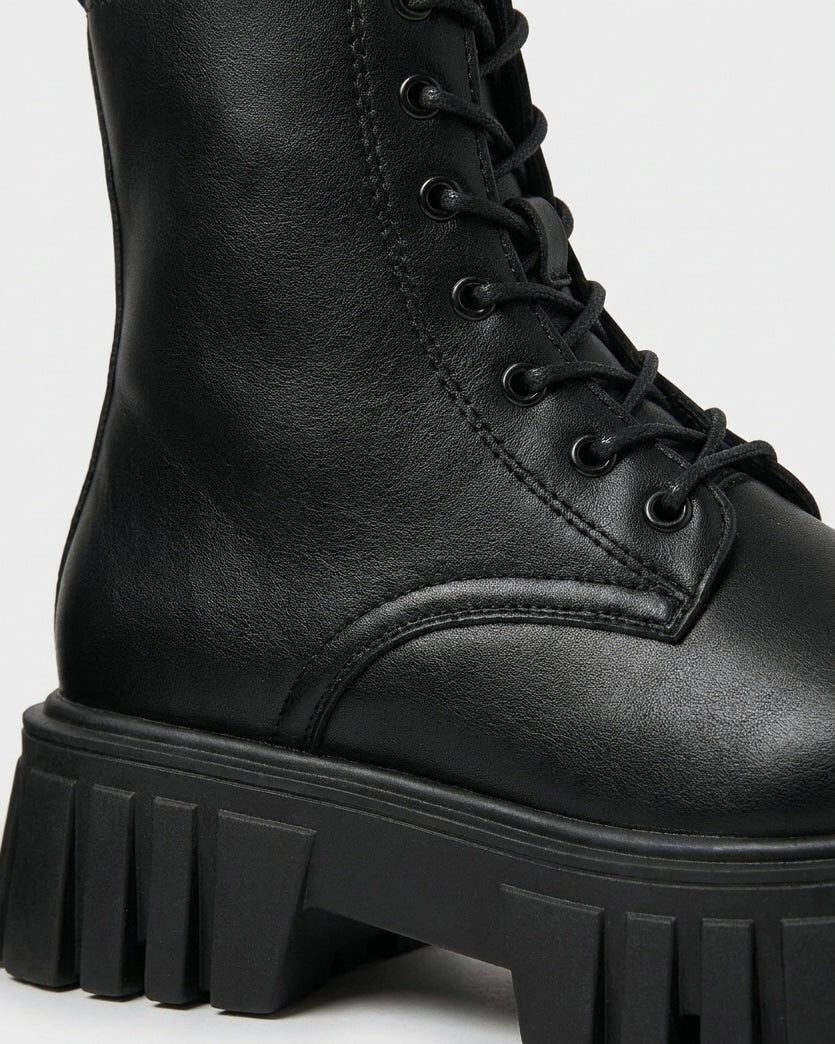 Chunky Platform Lace-Up Ankle Boots