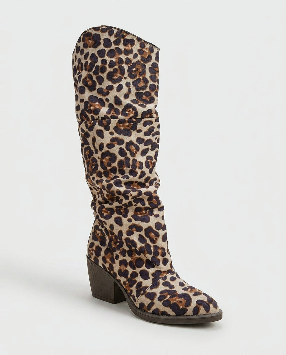 Slouchy Block Heel Knee-High Boots
