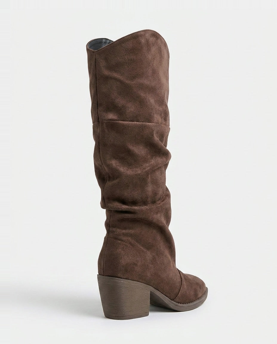 Slouchy Block Heel Knee-High Boots