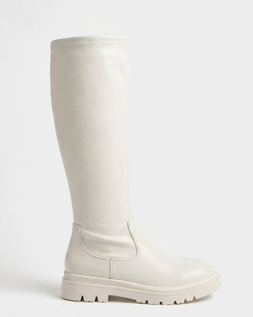 Round Toe Chunky Lug Sole Tall Boots