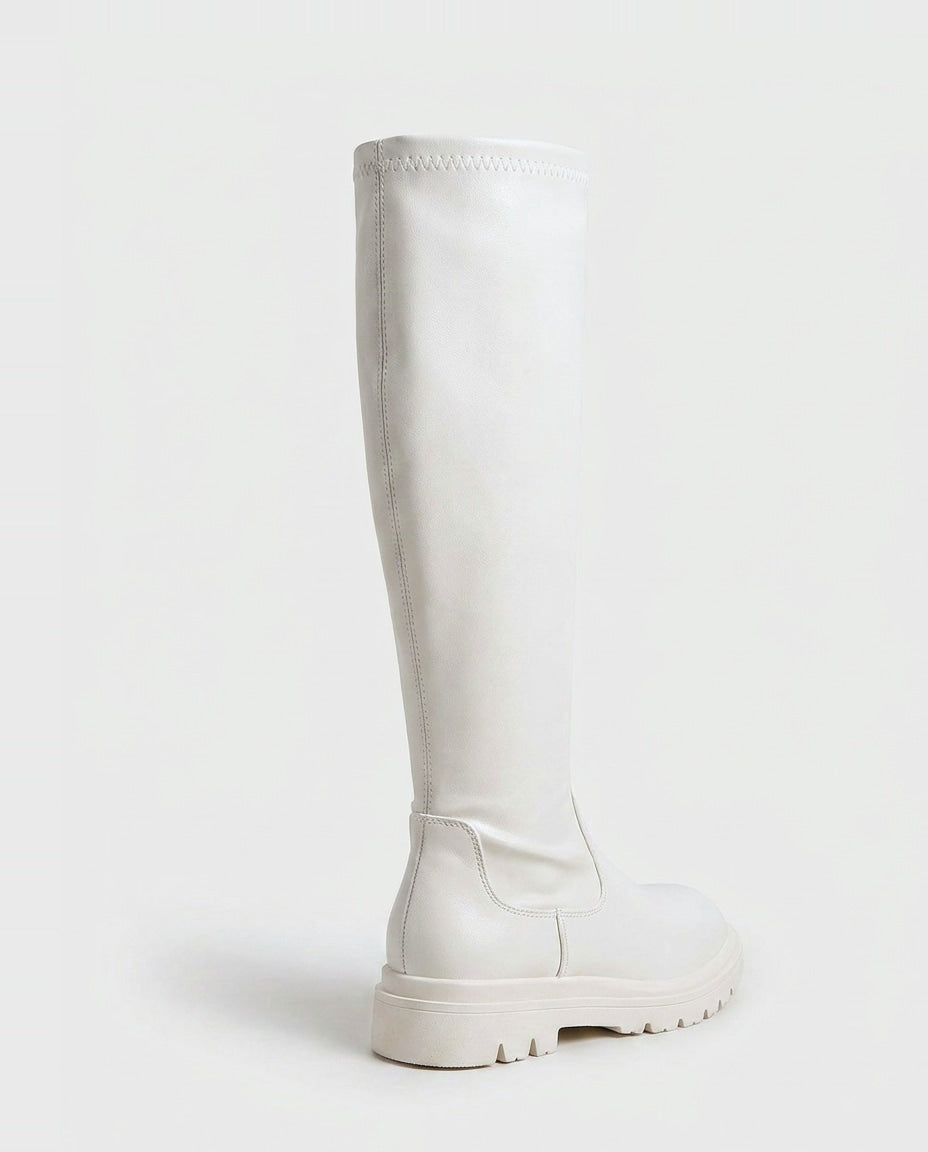 Round Toe Chunky Lug Sole Tall Boots