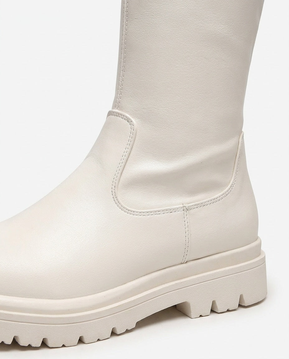 Round Toe Chunky Lug Sole Tall Boots