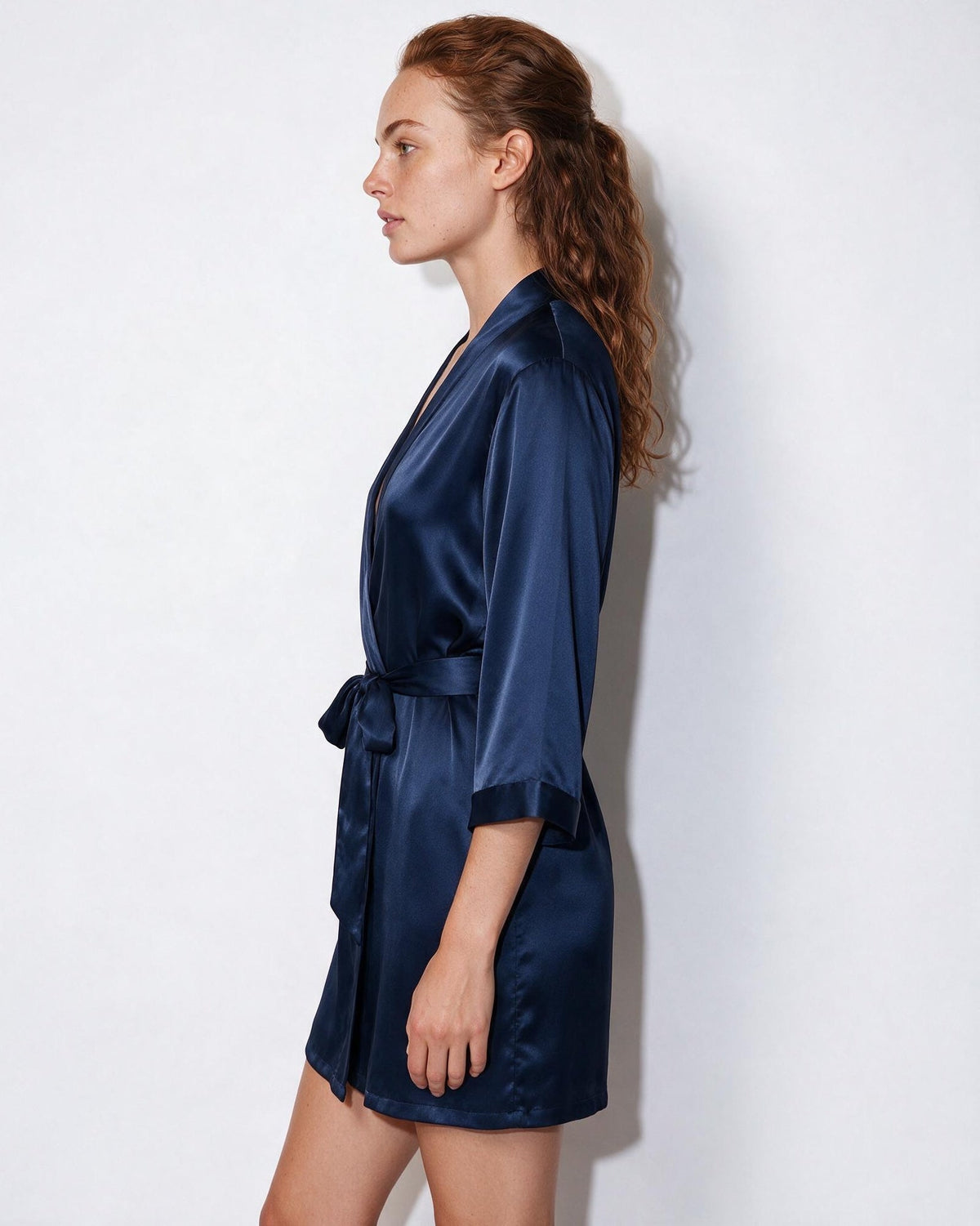Satin Wrap Robe With Belt