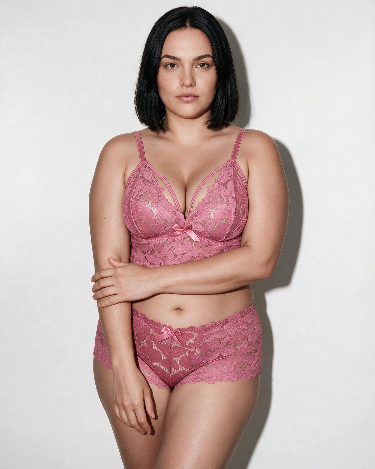 Plus Size Strappy Lace Lingerie Set