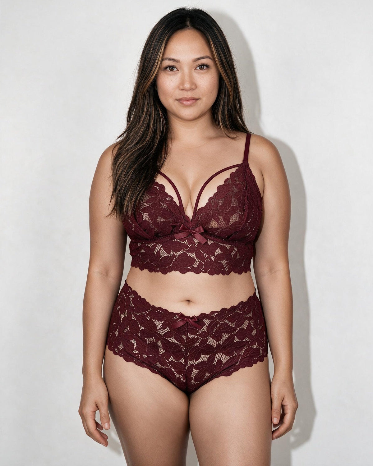 Plus Size Strappy Lace Lingerie Set