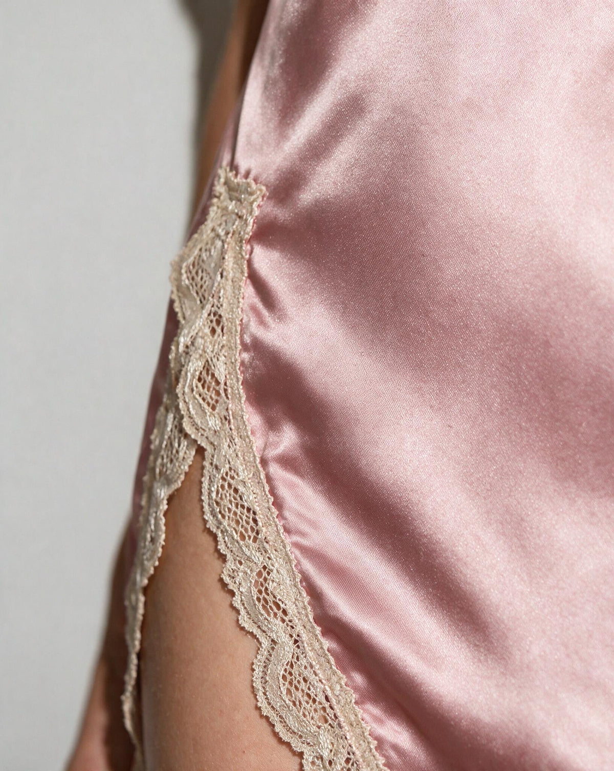 Lace Trim Chemise With Open Back