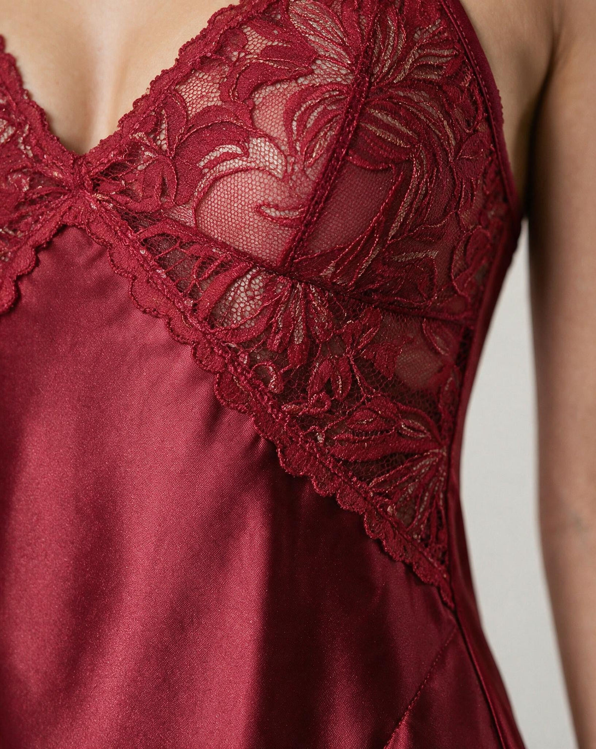 Lace Trim Chemise With Cross Back Straps