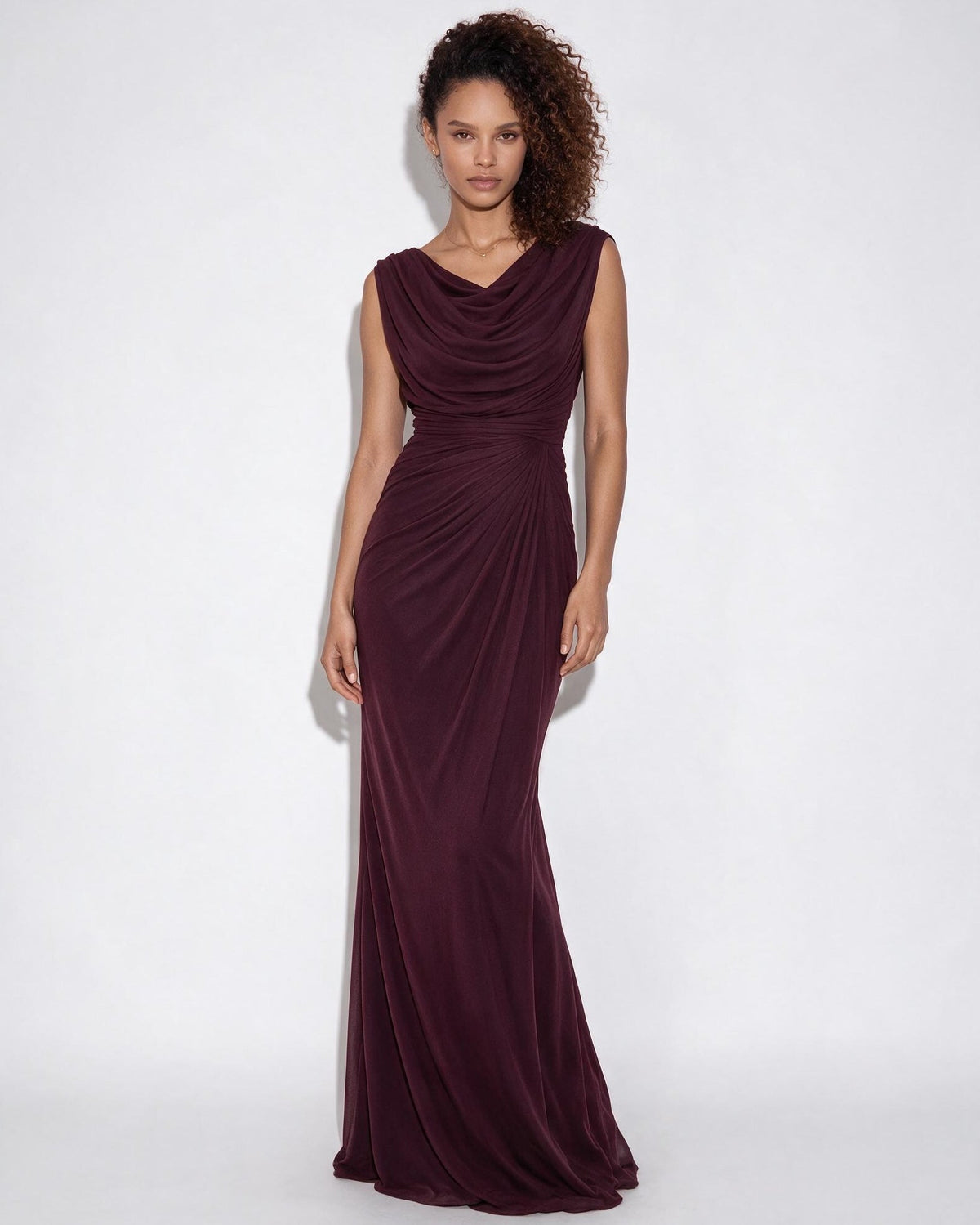 Cowl Neck Draped Maxi Dress