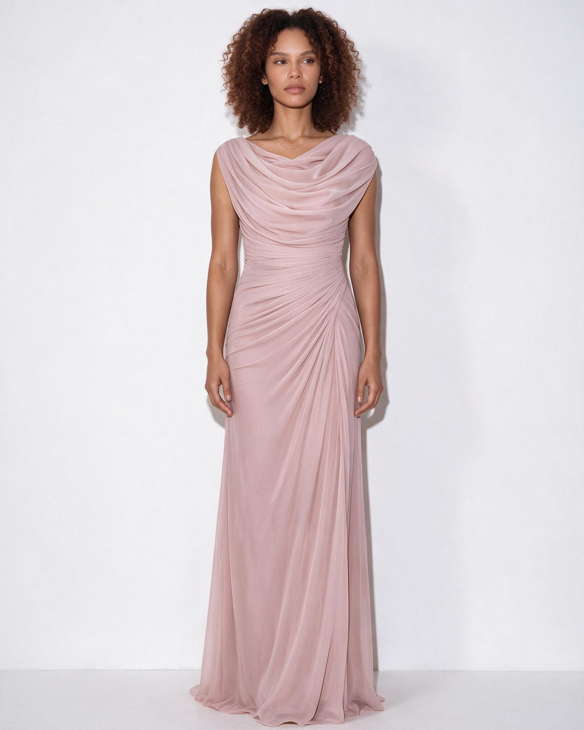 Cowl Neck Draped Maxi Dress