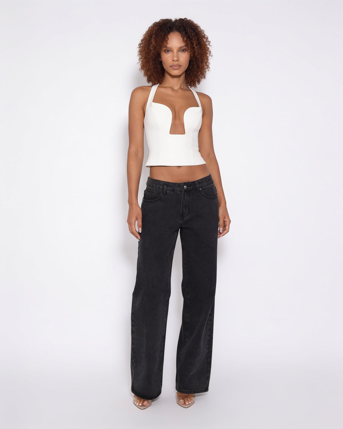 Cut-Out Halter Bustier Top