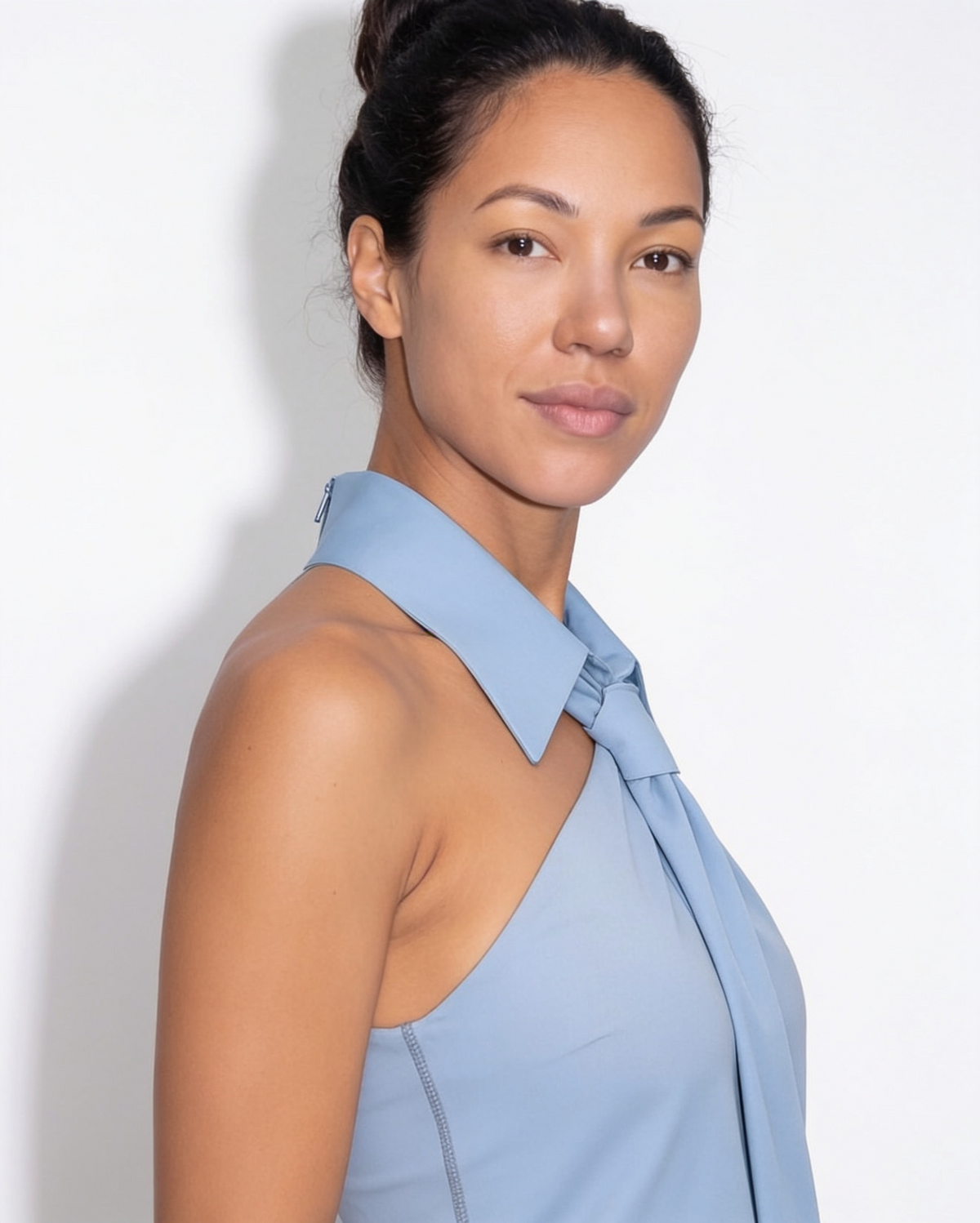 Tie-Neck Halter Collar Blouse