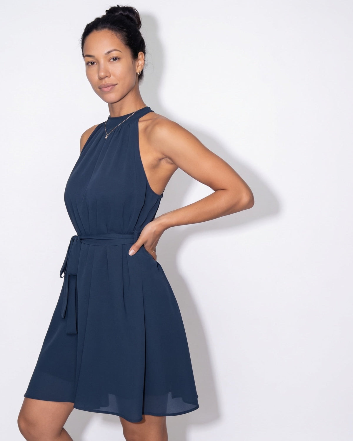 Tie-Waist Halterneck Mini Dress