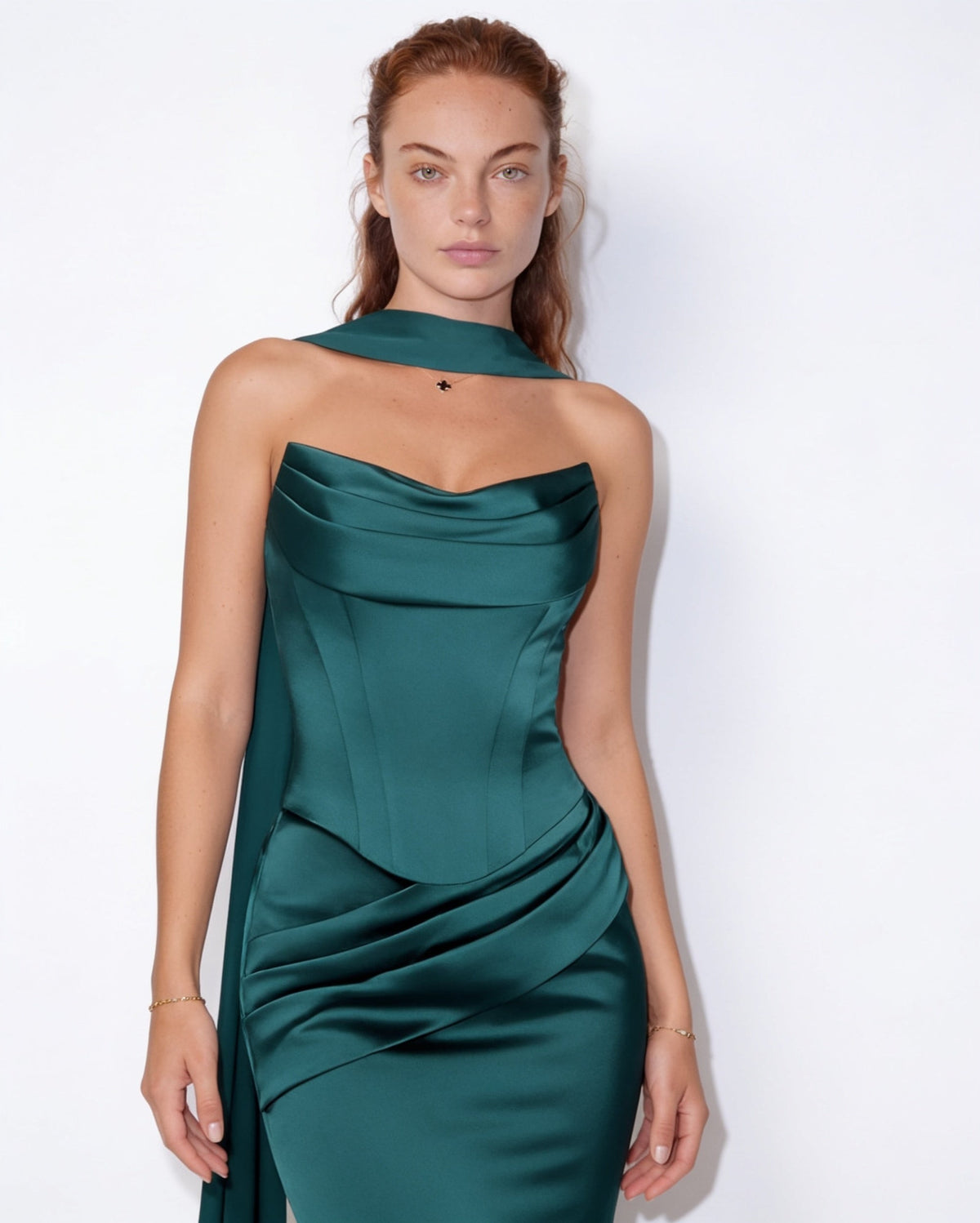 Halter-Tie Draped Corset Gown
