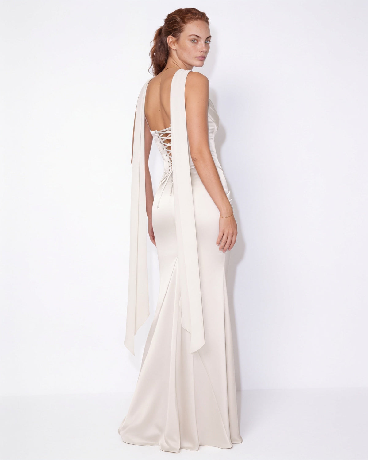 Halter-Tie Draped Corset Gown