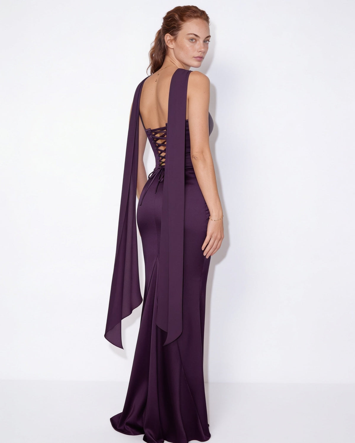 Halter-Tie Draped Corset Gown