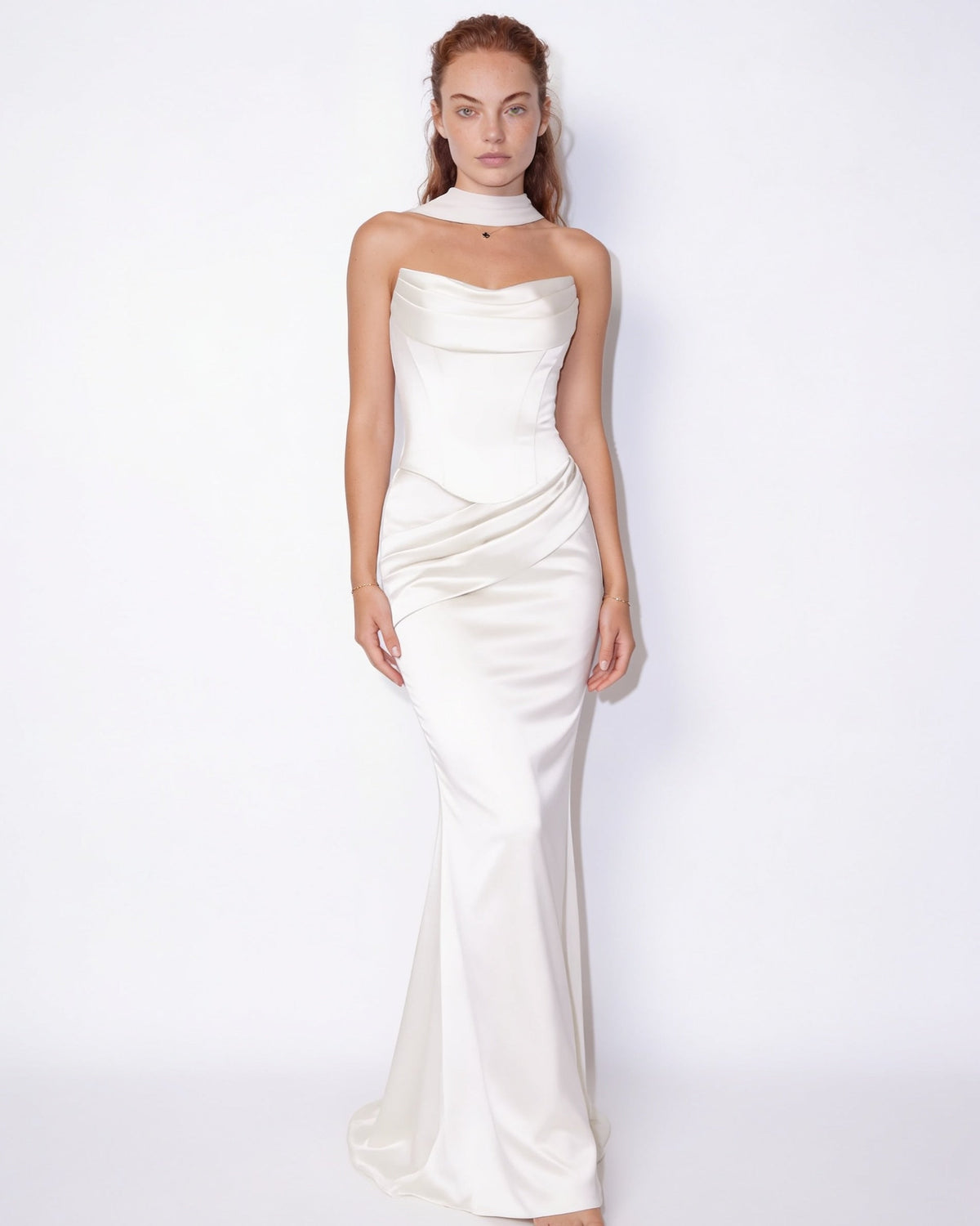 Halter-Tie Draped Corset Gown