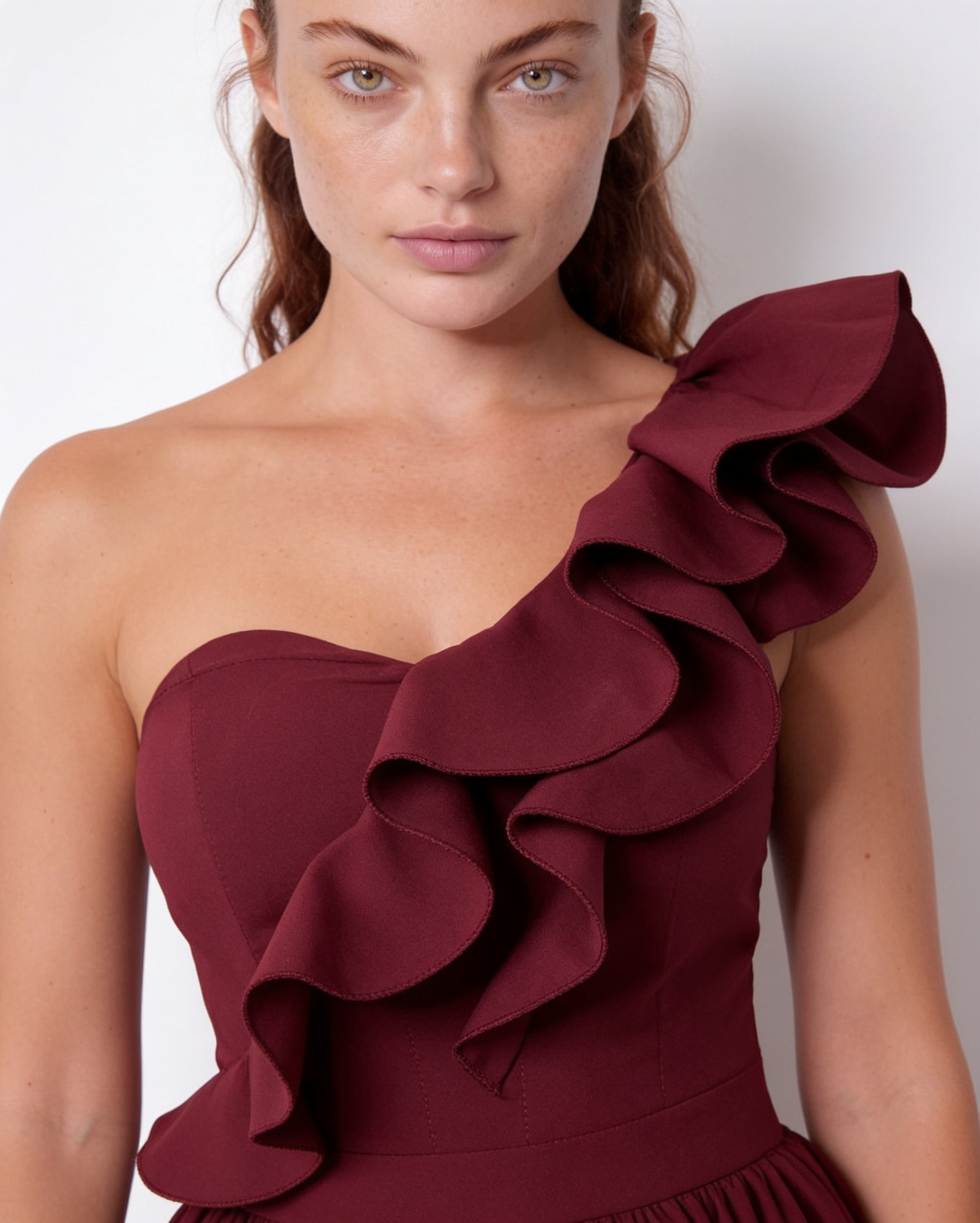 One-Shoulder Ruffle Maxi Dress