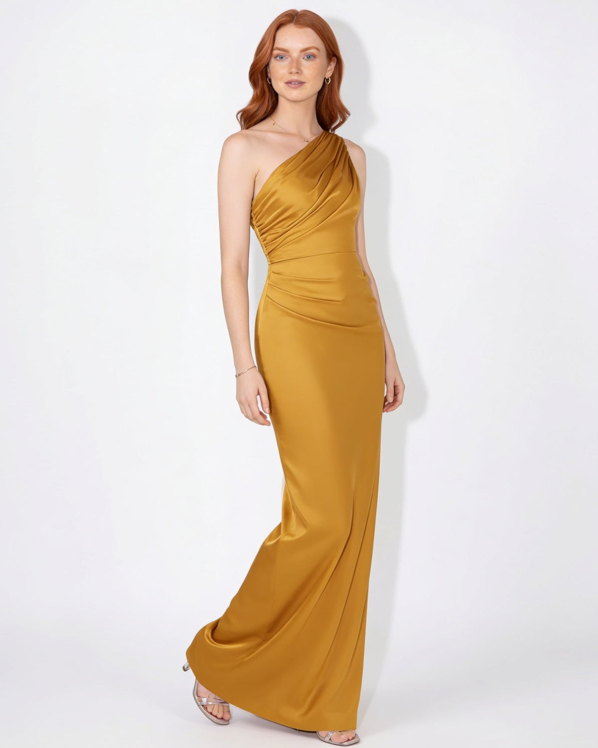 One-Shoulder Ruched Maxi Dress
