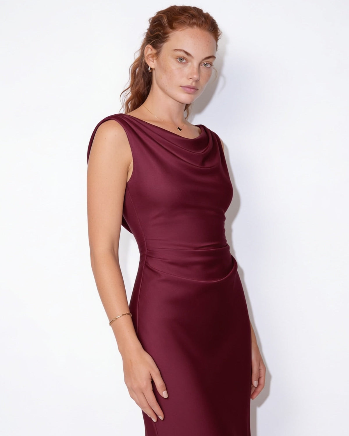 Cowl Neck Open Back Maxi Dress