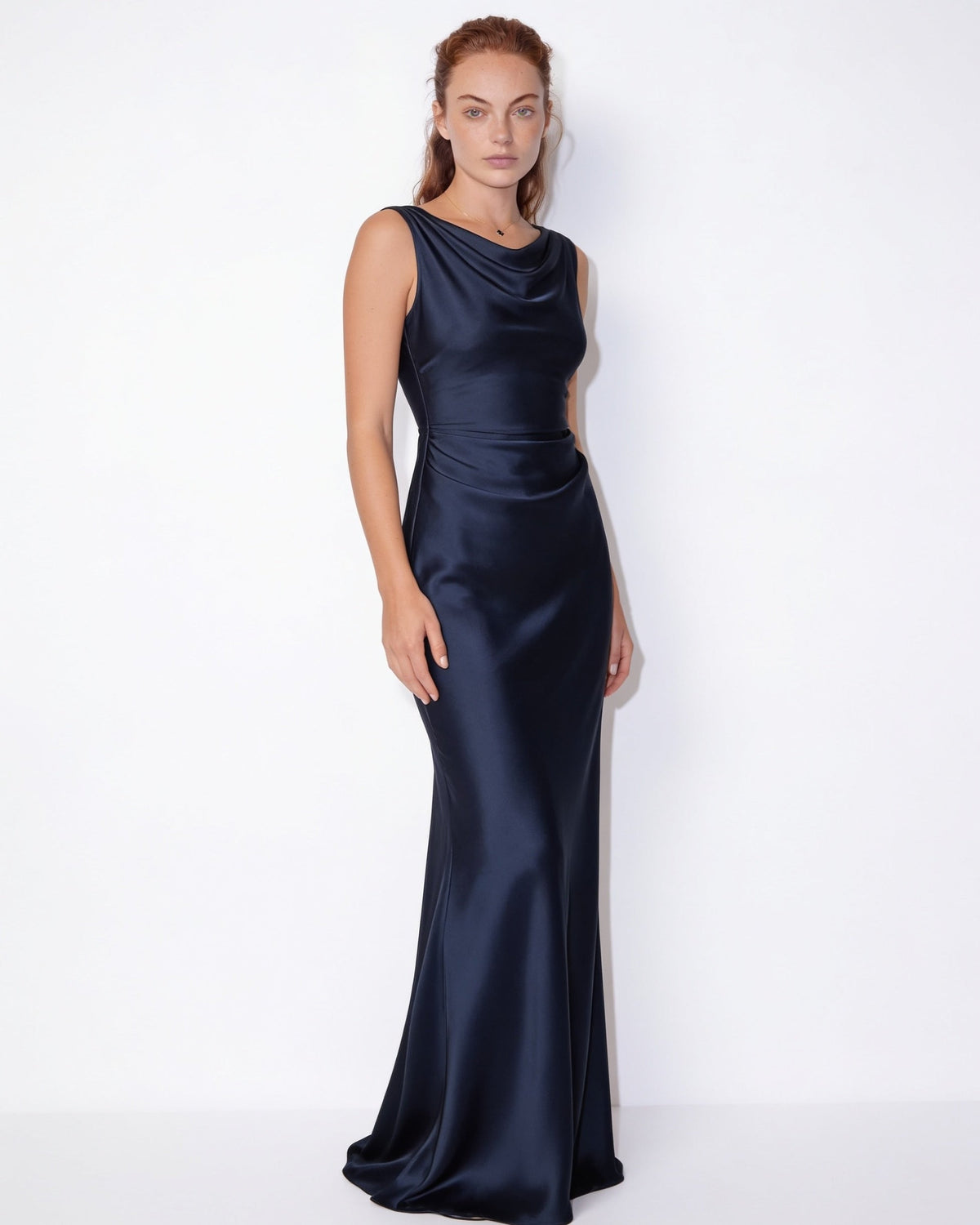 Cowl Neck Open Back Maxi Dress