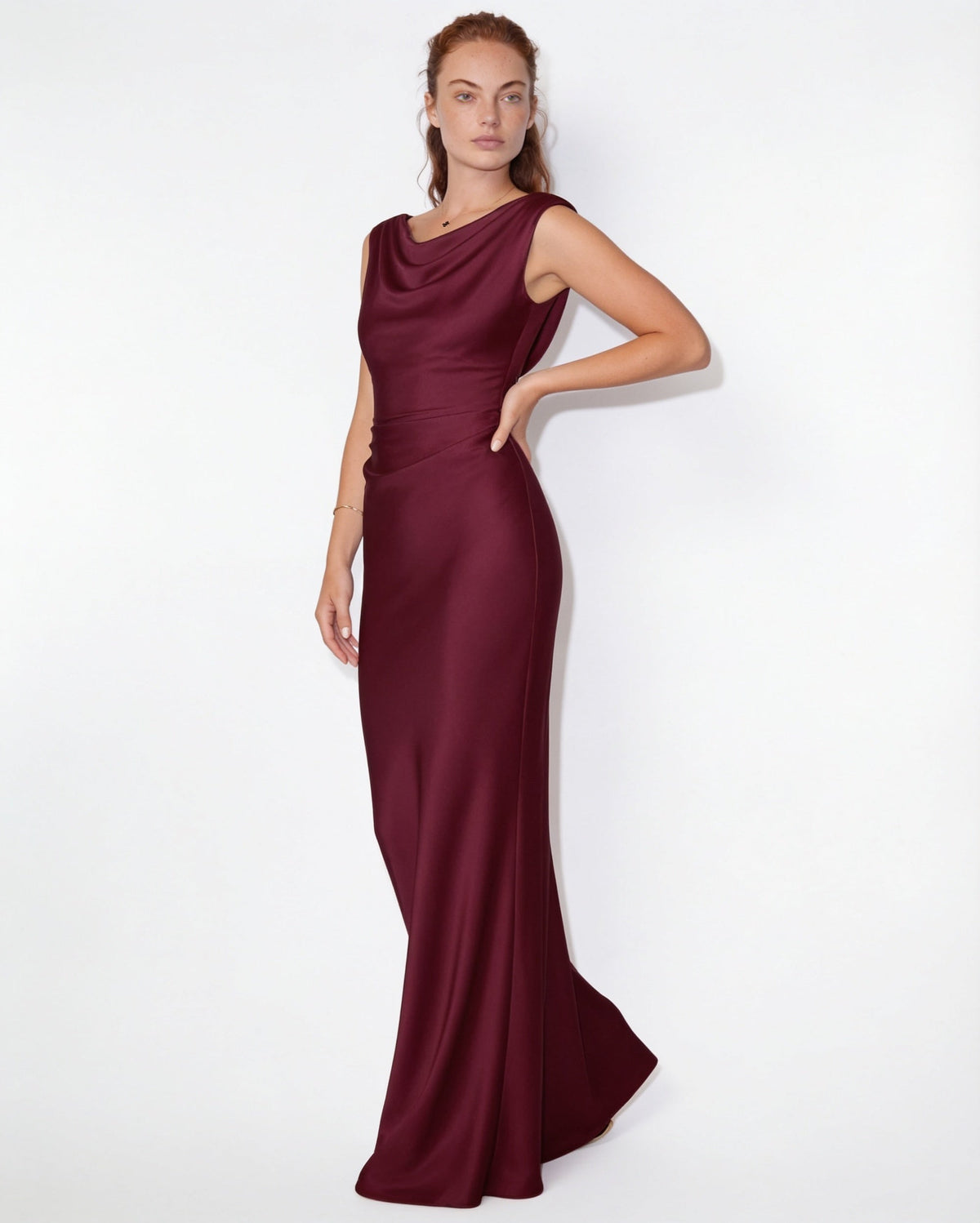 Cowl Neck Open Back Maxi Dress