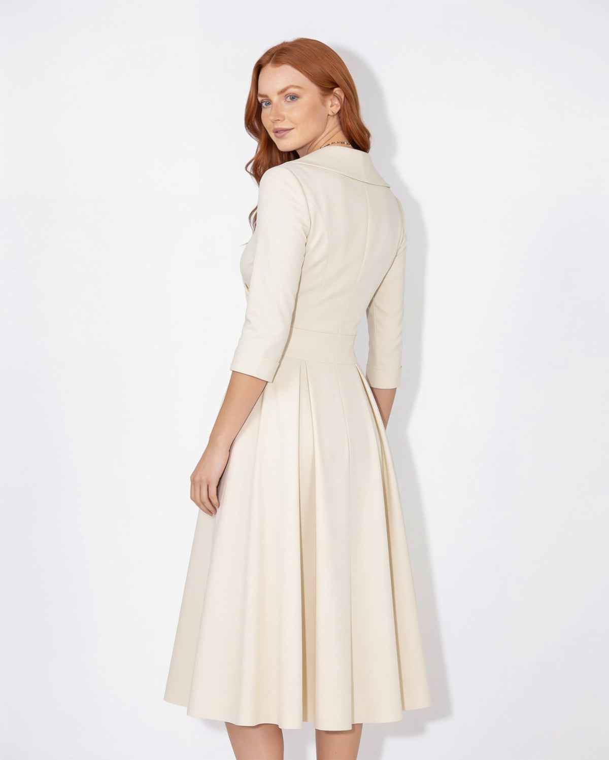 Notched Lapel Wrap Midi Dress