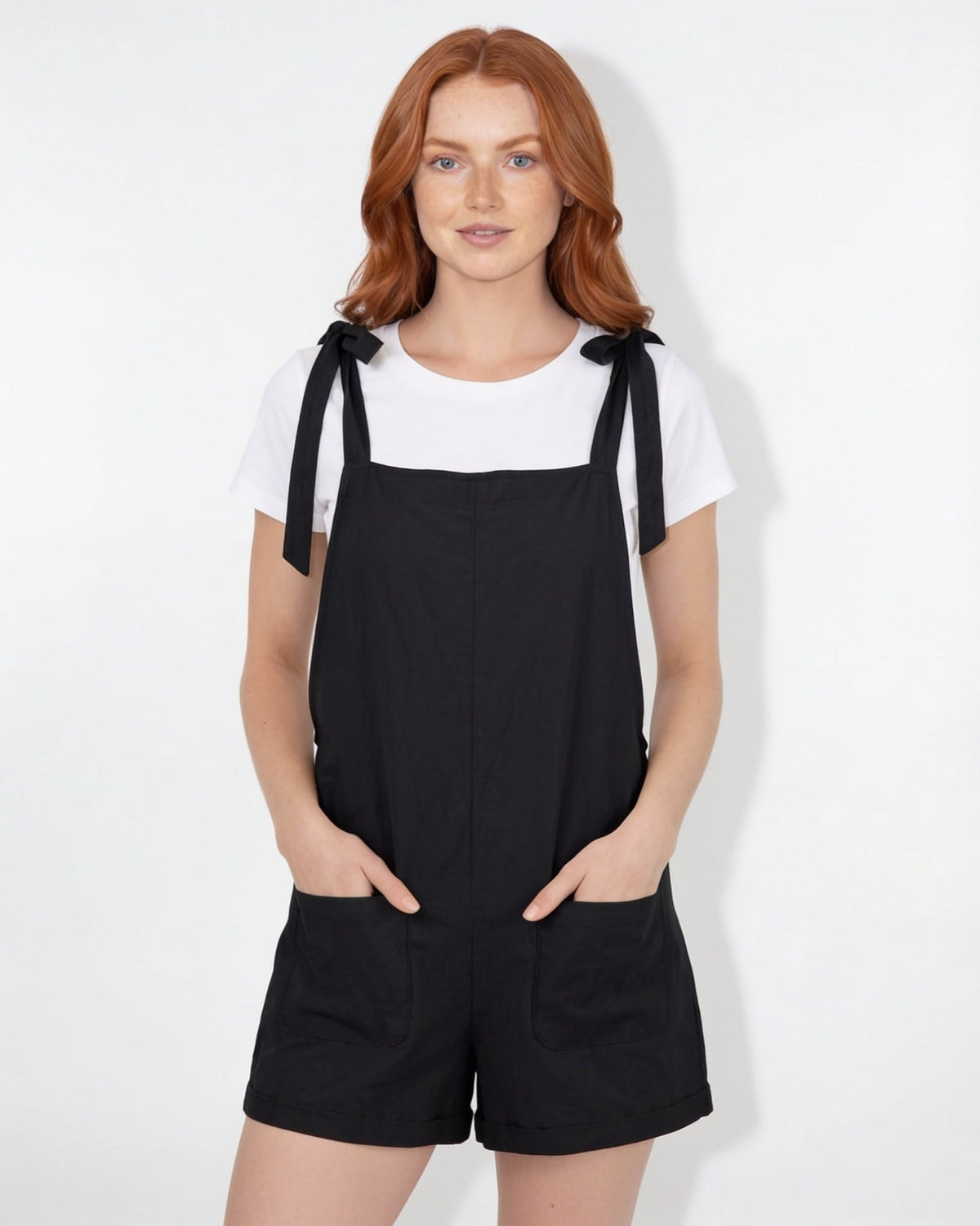 Cotton Square-Neck Dungaree Playsuit