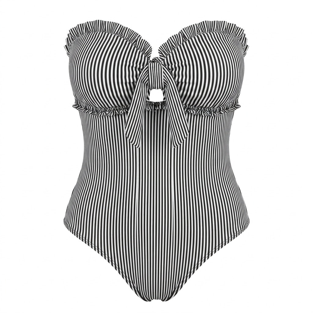 Ruffle Tie-Front One Piece Swimsuit