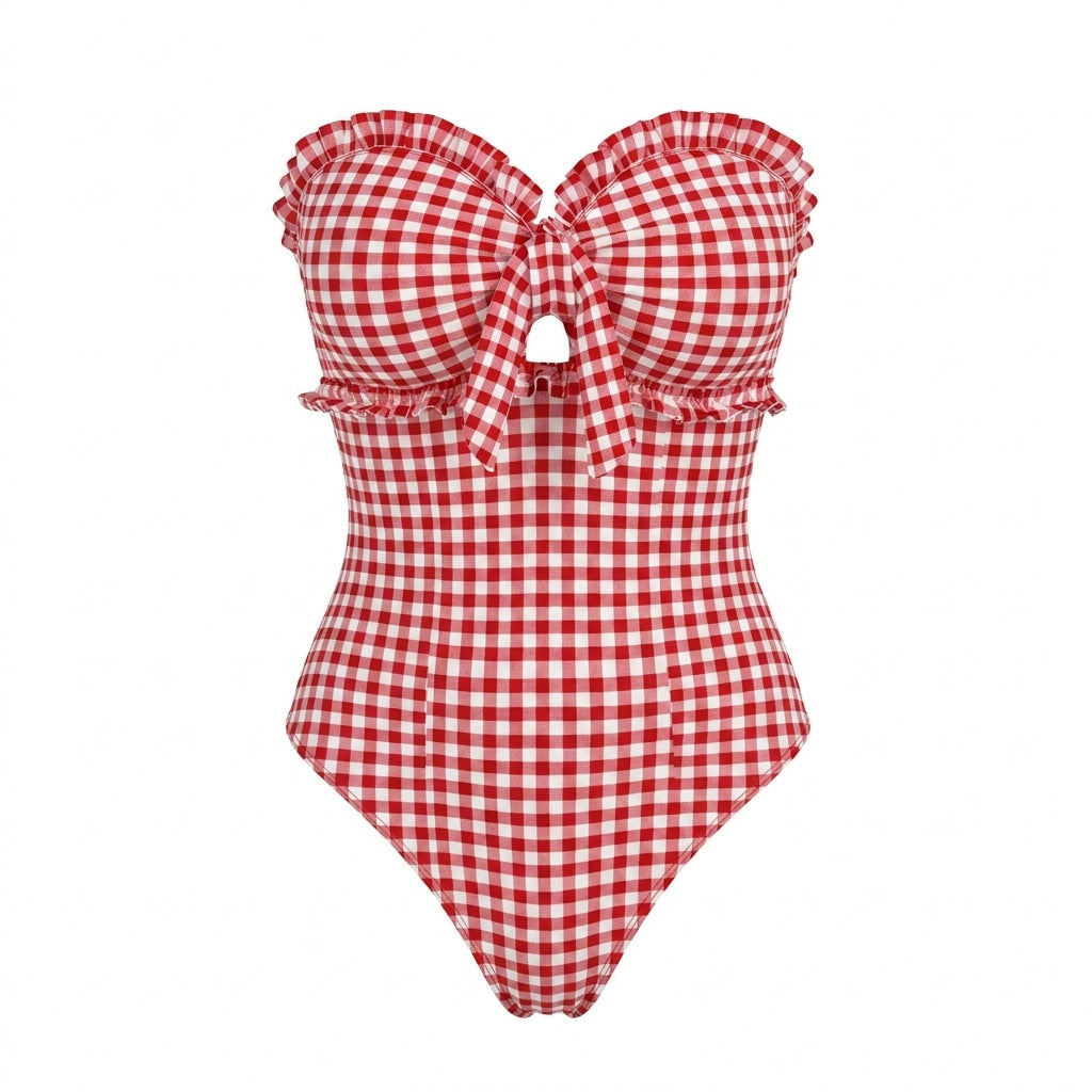 Ruffle Tie-Front One Piece Swimsuit