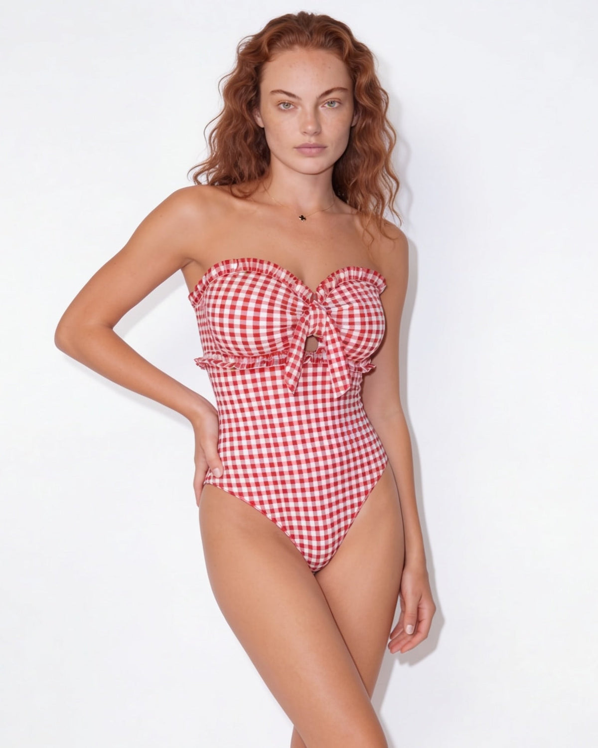 Ruffle Tie-Front One Piece Swimsuit