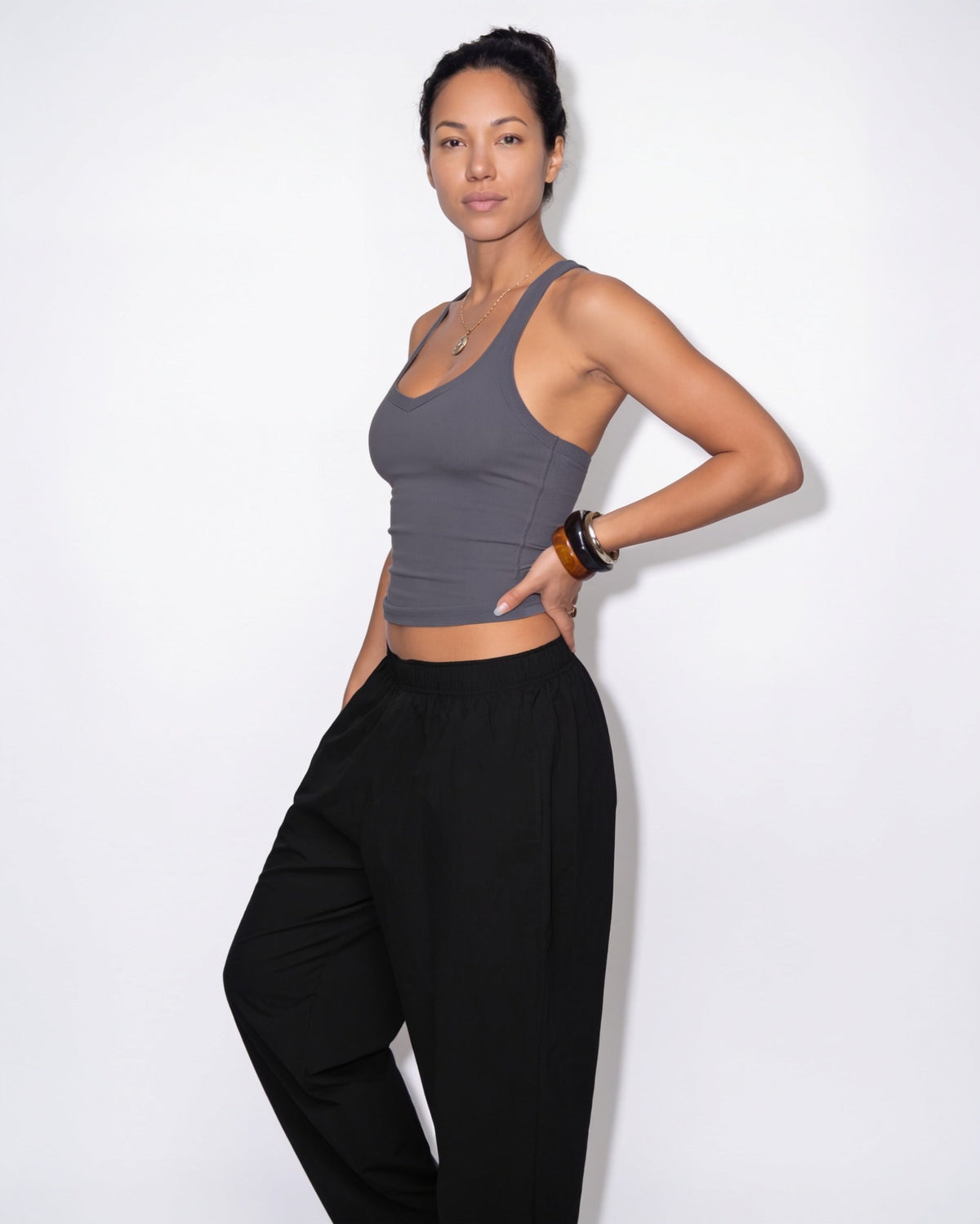 Sweetheart Halterneck Ribbed Tank Top